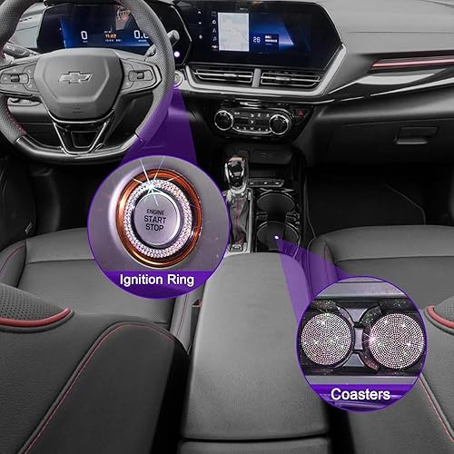 Miniatura 4 de Newzon - Cubierta de matrícula de automóvil con cristales AB adornados, 2 piezas, marcos de matrícula con colores brillantes, caja de regalo,