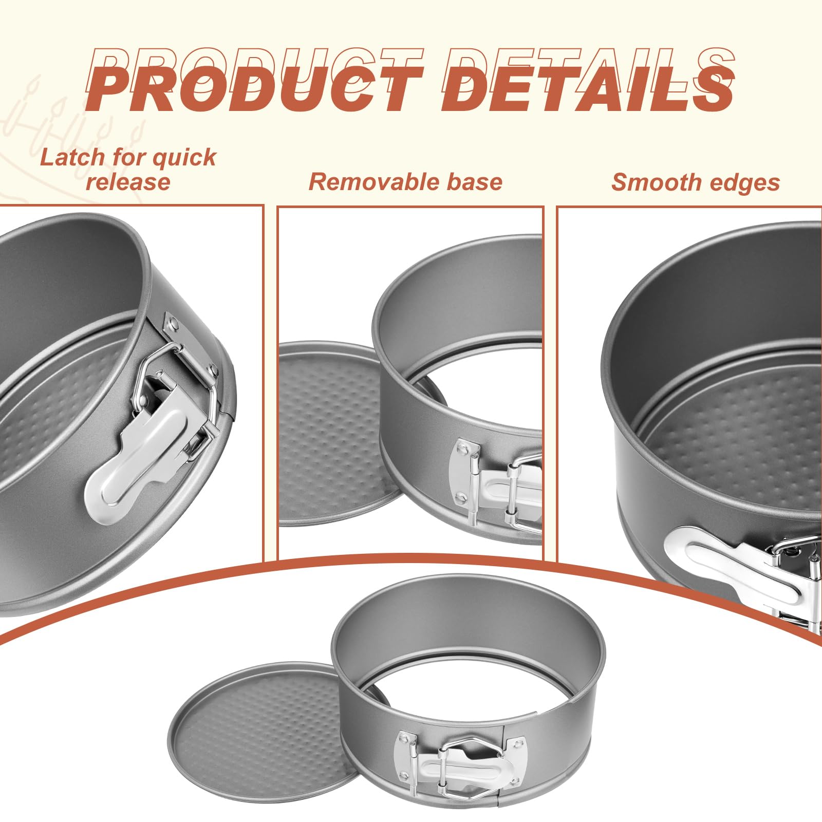 6 Springform Pan 4 Pcs 6 Inch Springform Pans - Non Stick Carbon Steel ...