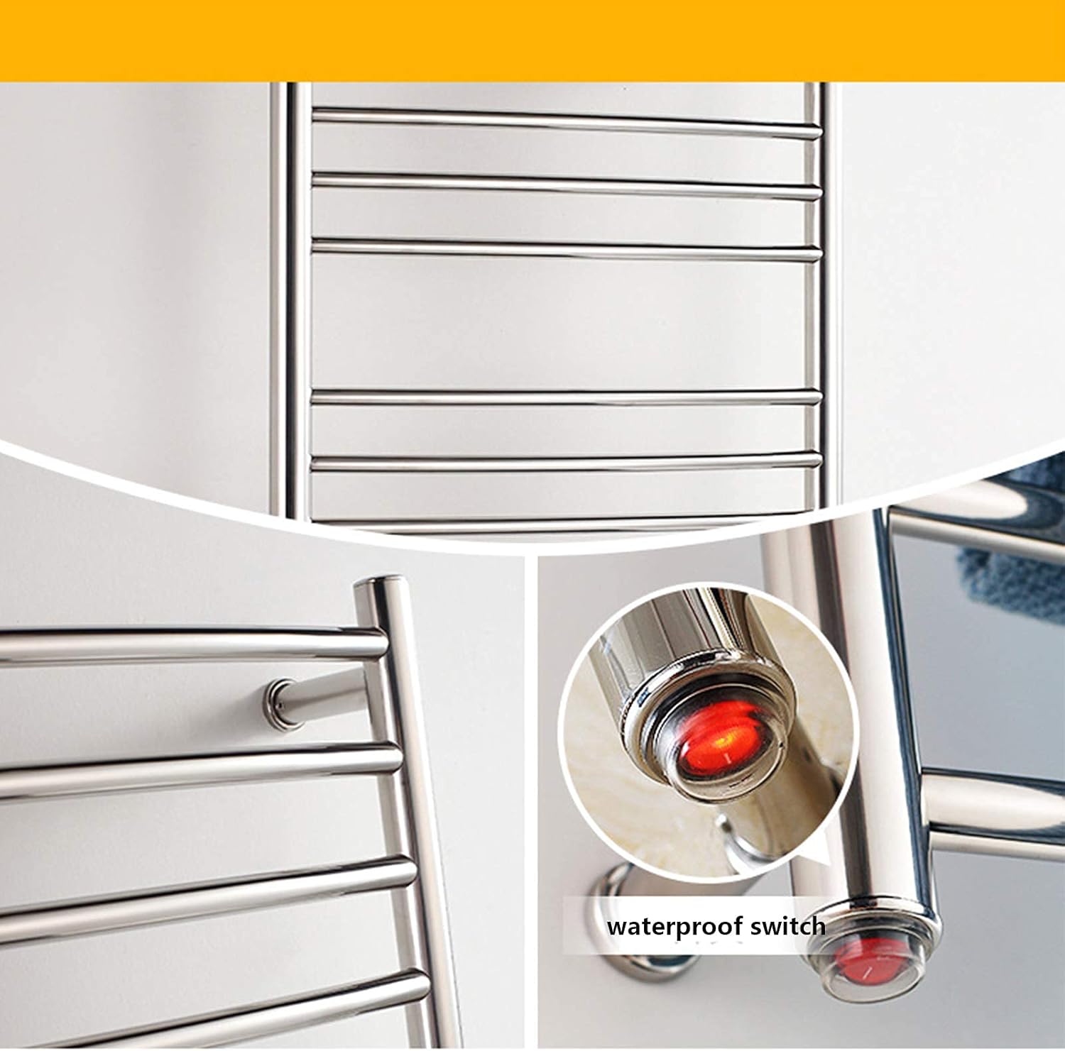 Towel Warmer 304 Stainless Steel Heated Towel Rail Radiator Wall-Mounted Electric Heated Towel Rack with 15 Bars Bathroom Towel Drying Rack 1200X655X80Mm Hardwi,