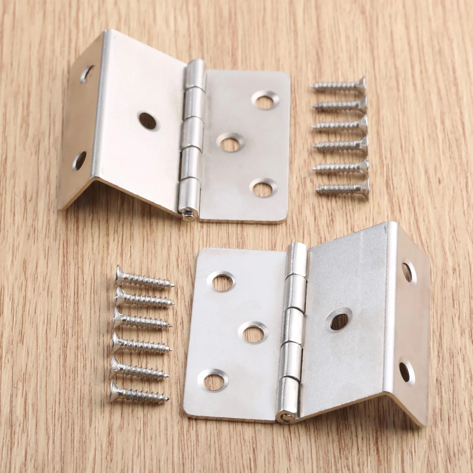 Charnières triples de 43 mm argentées avec vis pour meubles lot de 2