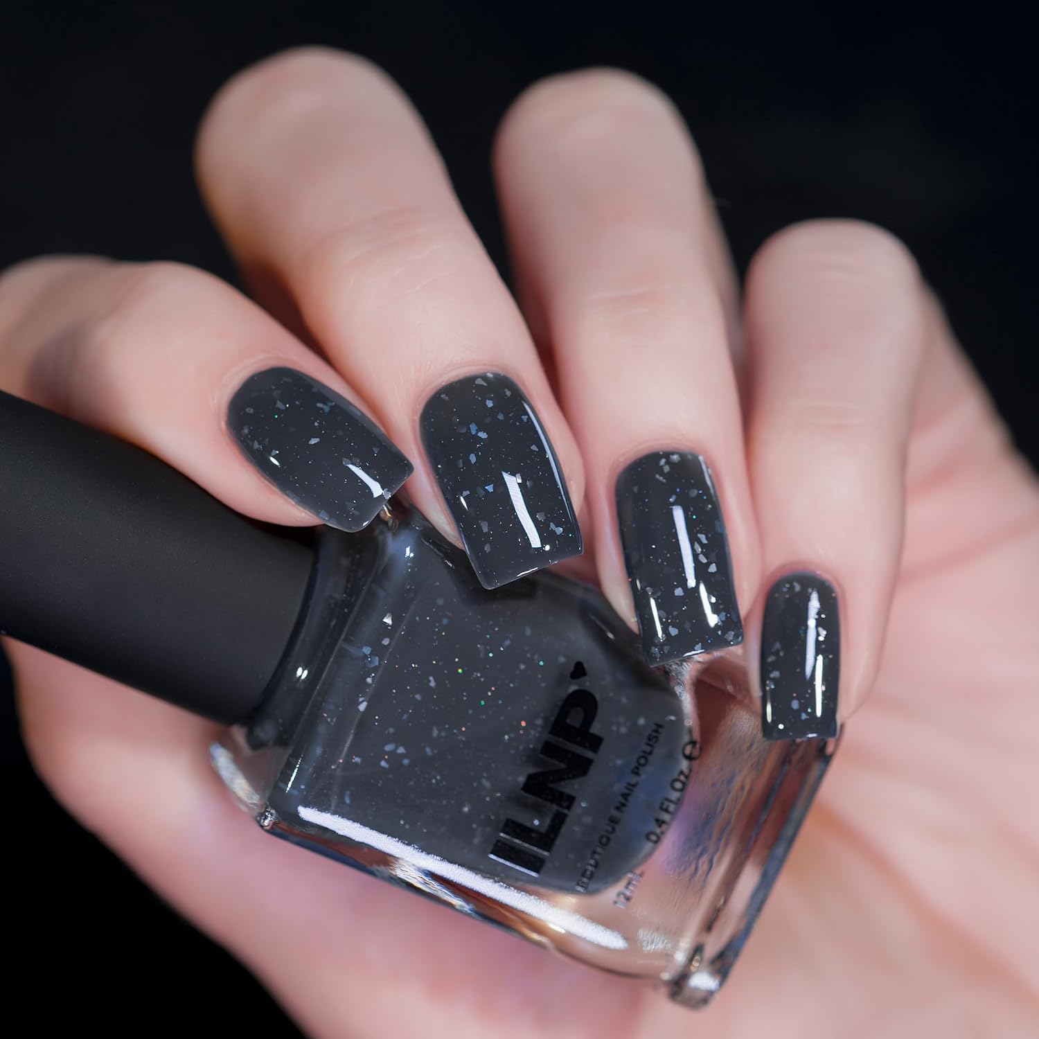 ILNP Thundercloud - Dark Grey Flakie Shimmer Nail Polish