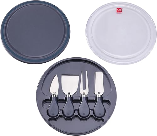 YQ Juego de 4 cuchillos y tabla de queso portátil 3 en 1, juego de cuchillos de queso para tablas de charcutería, accesorios para inauguración de la