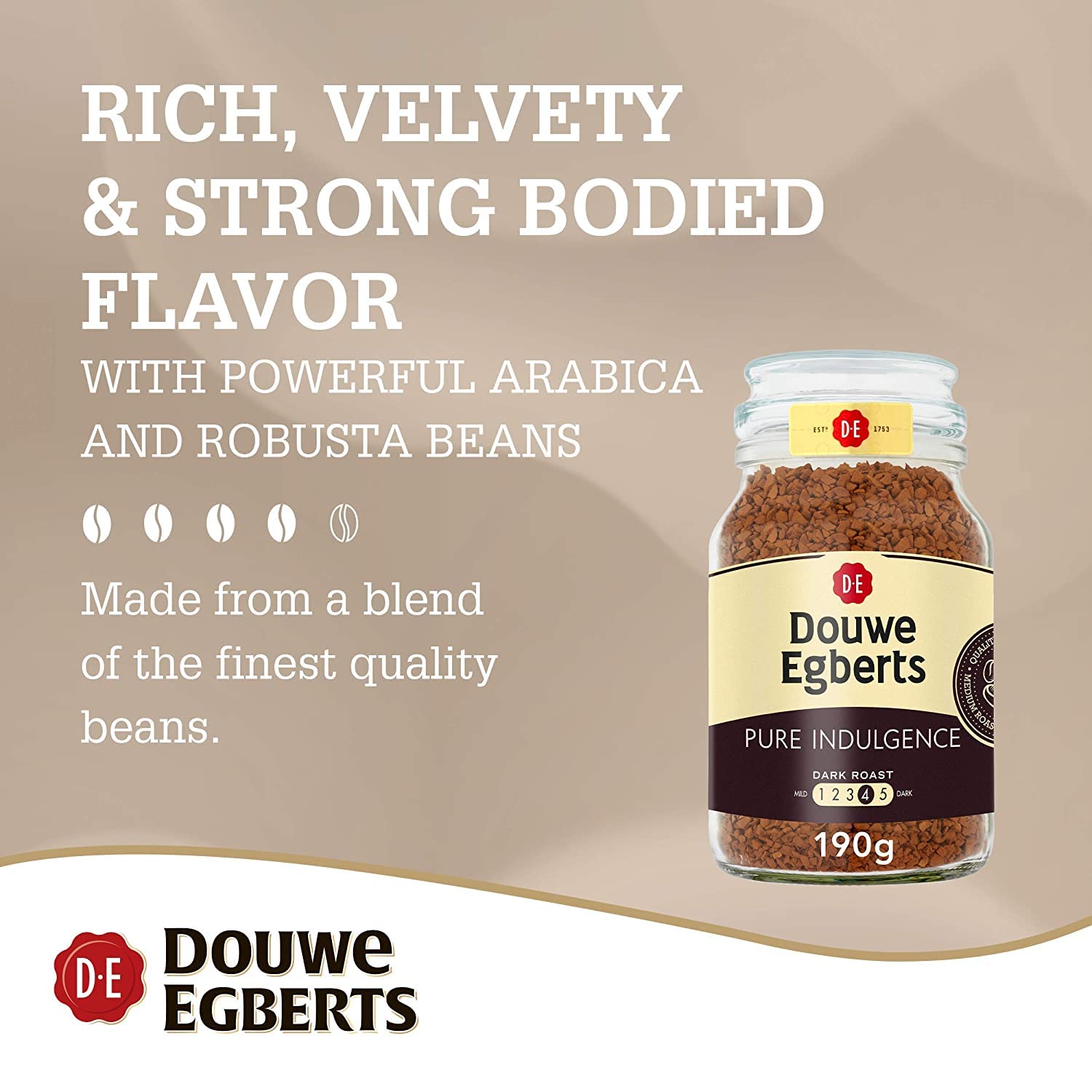 Douwe Egberts Pure Indulgence kawa rozpuszczalna (190 g) – 6 sztuk
