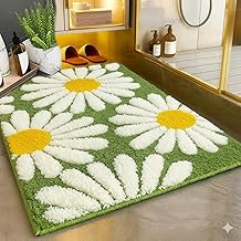 VNQ Flower Super Soft (40x60 cm) Microfiber 2000 GSM Bath Mat Super Absorbent Anti-Skid Door Mats for Home/Bathroom/Bedroom/Kitchen/Floor Mat (Green) Pack of 1