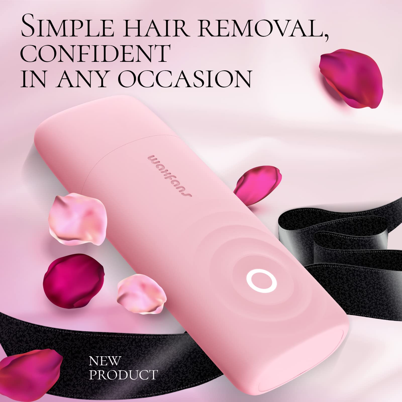 Waxfans waxing kit with Smart Wax Warmer -Exact Wax Temperature Control,Easy to Use for Beginners Waxing at Home,Natural Rose Keep Skin Hydrated and Shiny,Great Gift roll on wax kit(Pink)