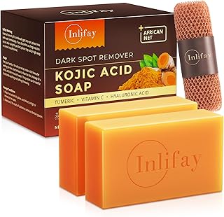 Inlifay Turmeric Kojic Acid Soap: Dark Spot Soap for Face Body - Home Travel Use Skin Cleansing