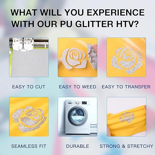 Miniatura 349 de HTVRONT - Rollo de vinilo termotransferible, 12 in x 8 ft, para diseños en camisetas, fácil de cortar y despegar, para planchar y máquinas Cricut
