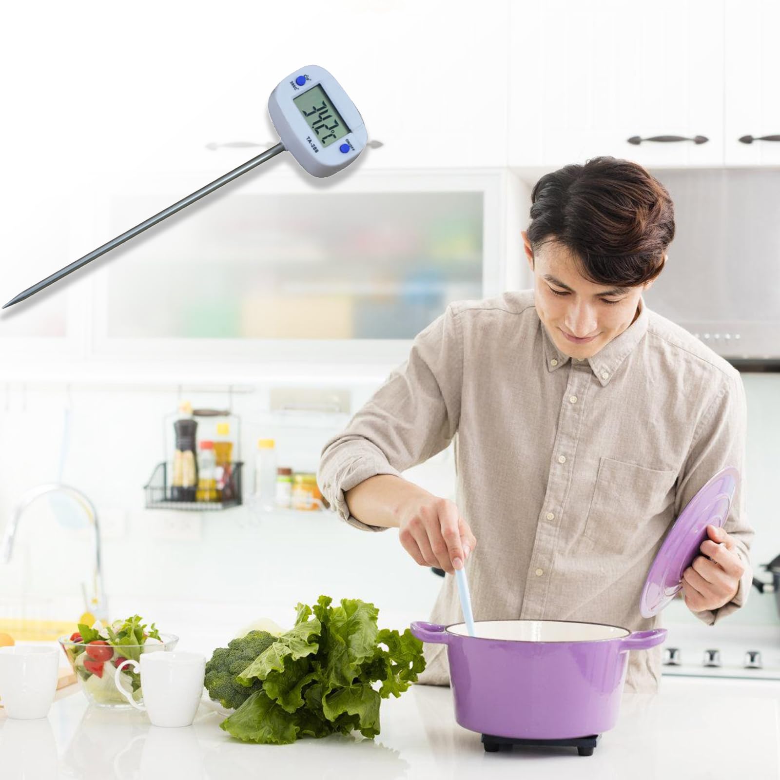 Termómetros de sondas digitales de grado alimenticio para cocinar, medición precisa de aceite