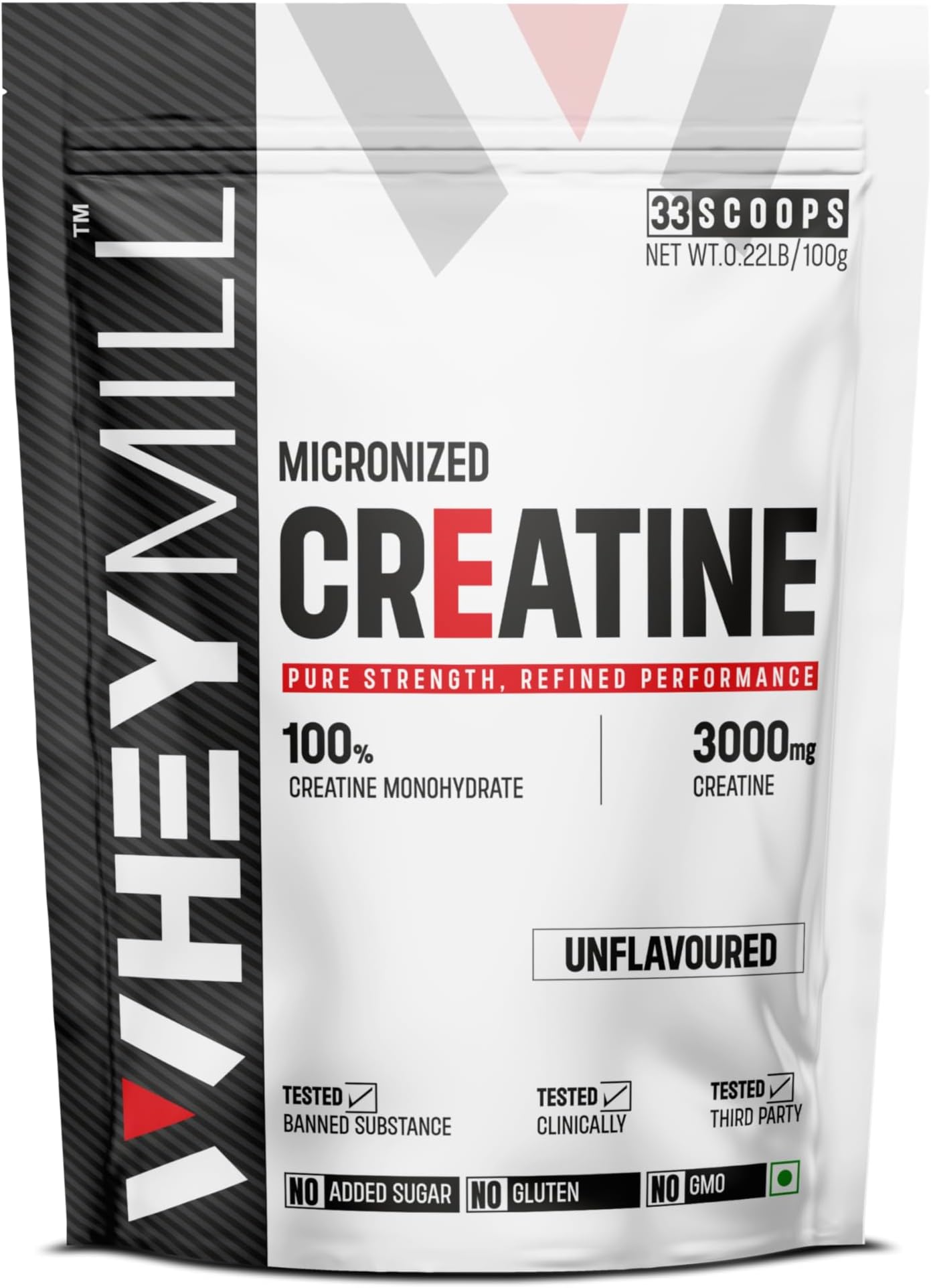 Micronised Creatine Monohydrate | Lab Tested | Rapid Absorption | Fast Recovery | 100Gm, 33 Servings | Unflavoured