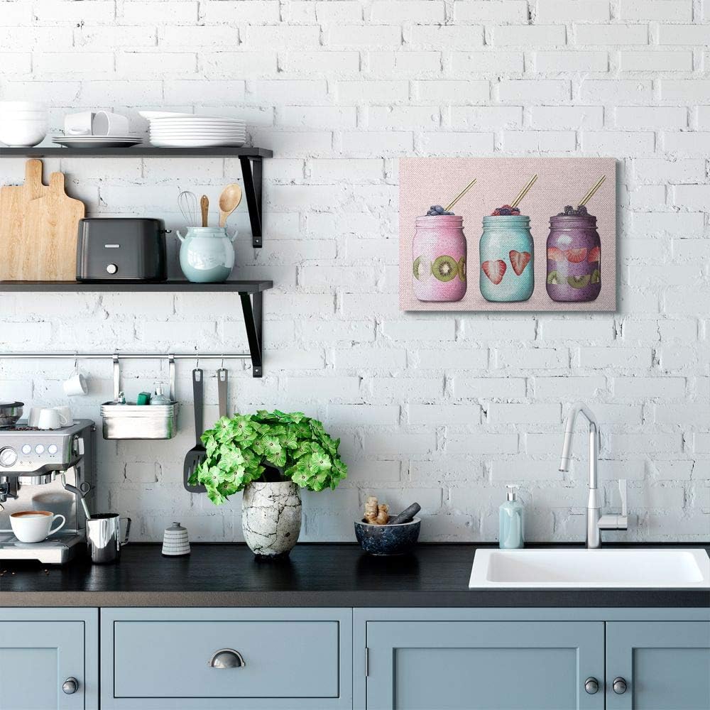 Stupell Industries Fruit Smoothie Jars Food Pink Painting Canvas Wall Art, Multi-Color