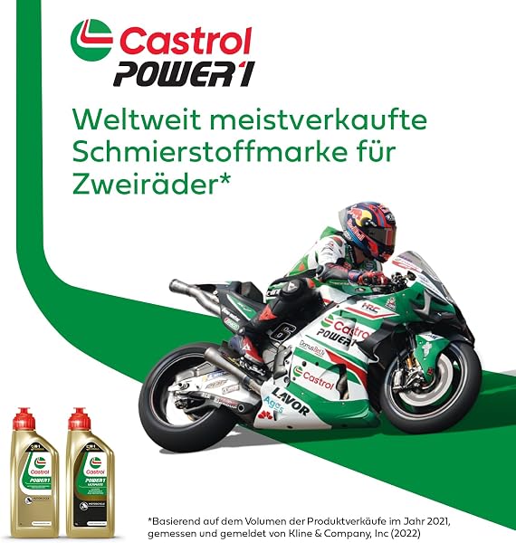 Castrol POWER1 4T 10W-40 Motorcycle Oil 4L, White - 4