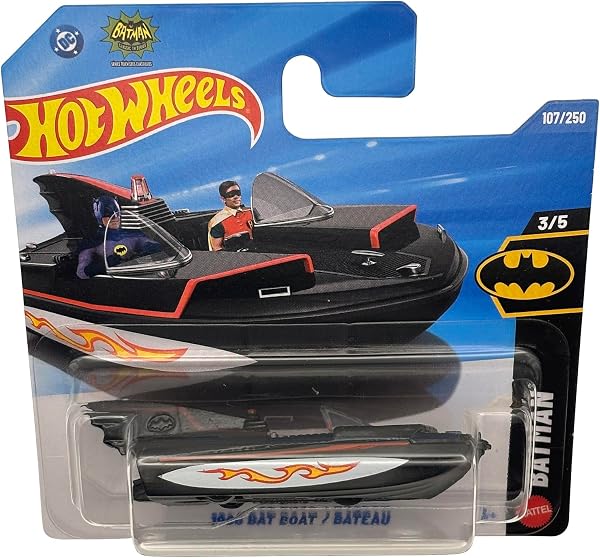 Hot Wheels - 1966 Bat Boat - JJJ67 - Batman 3/5 - Short Card - schwarz - DC Classic TV Series - Warner Bros Lizenz - Mattel 2026 (107/250) - 1:64 - 2