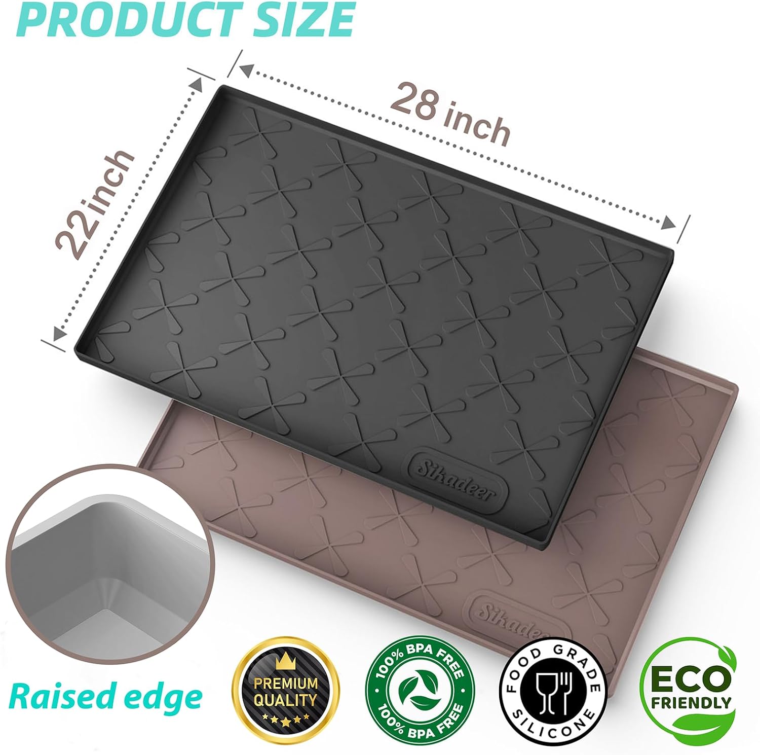 SIKADEER Waterproof Under Sink Mat Silicone 28" x 22" Kitchen Cabinet liner image 3