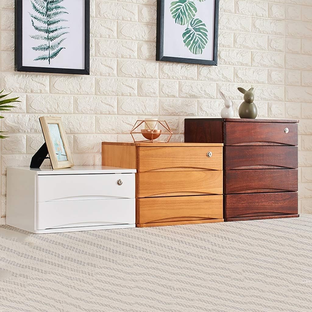 Multifunctional Office File Cabinet Desktop File Rack with Lock Solid Wood Storage Shelf for A4 Paper 2 Tier.，B 2 Tier