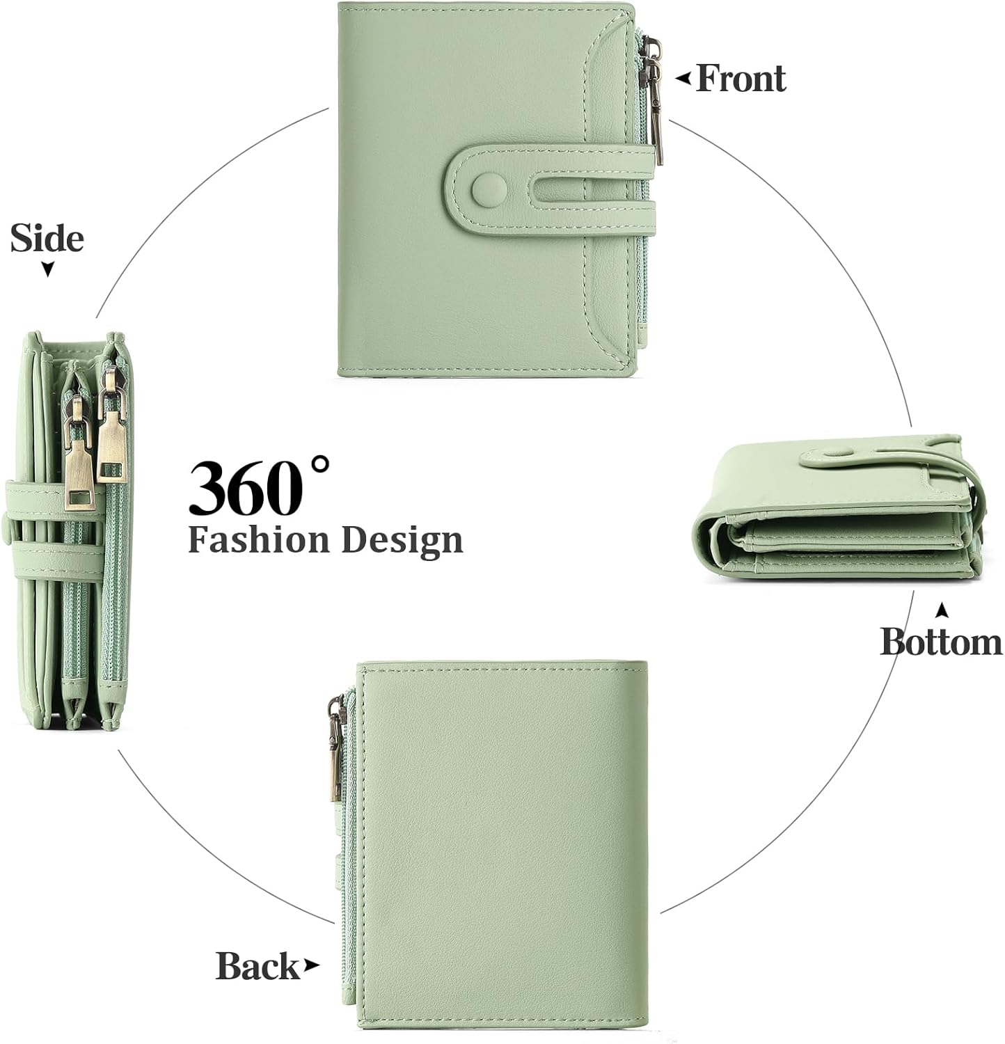 GAEKEAO Small Wallet for Women, Bifold RFID Blocking Credit Card Case Purse with Zipper Pocket - Image 3