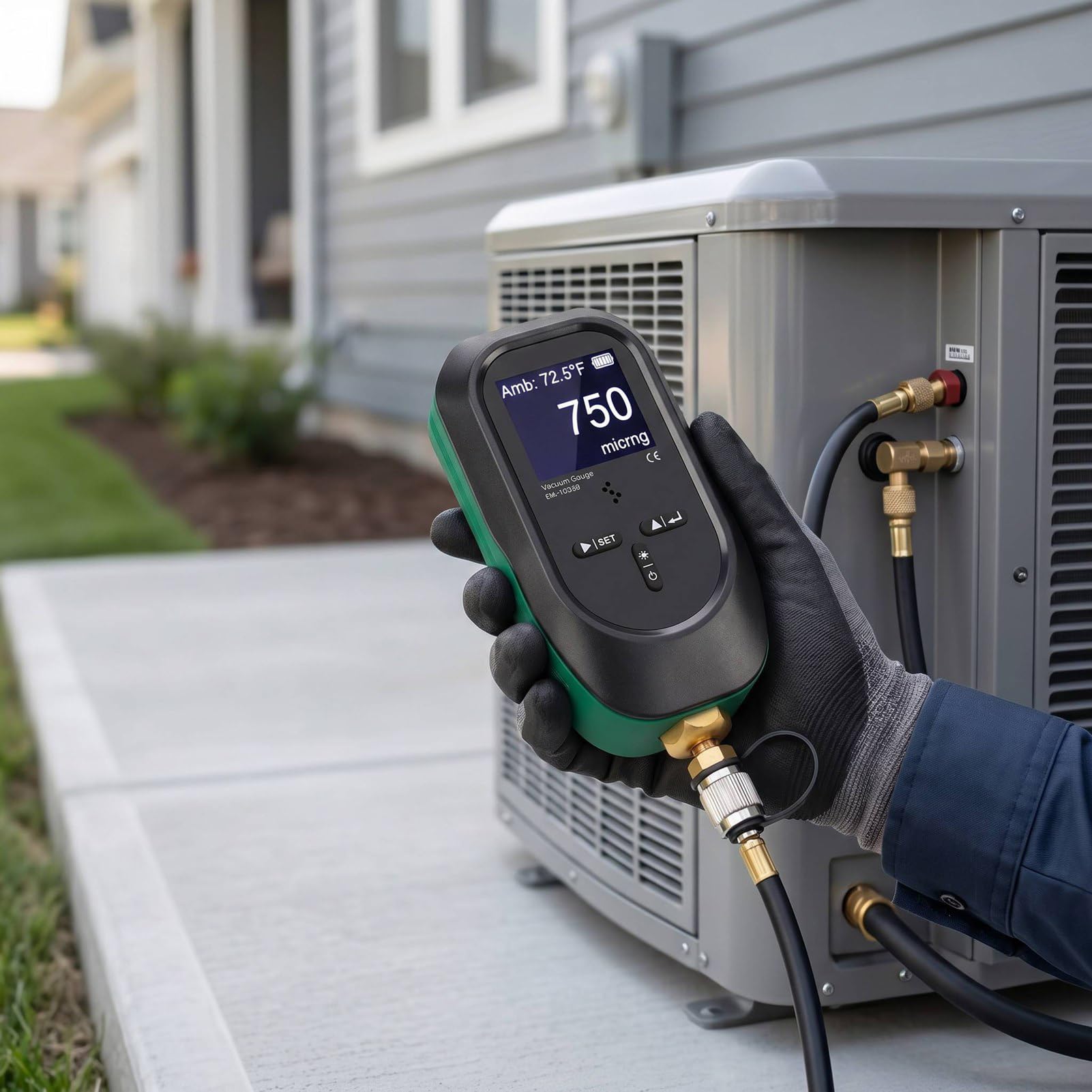 VBESTLIFE HVAC Cyfrowy Manometr Próżniowy z Króćcem SAE 1/4 Cala