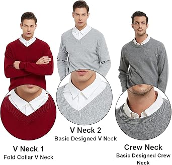 TopTie Men Pullover Sweaters Casual Slim Fit Knitted Thermal Basic Designed