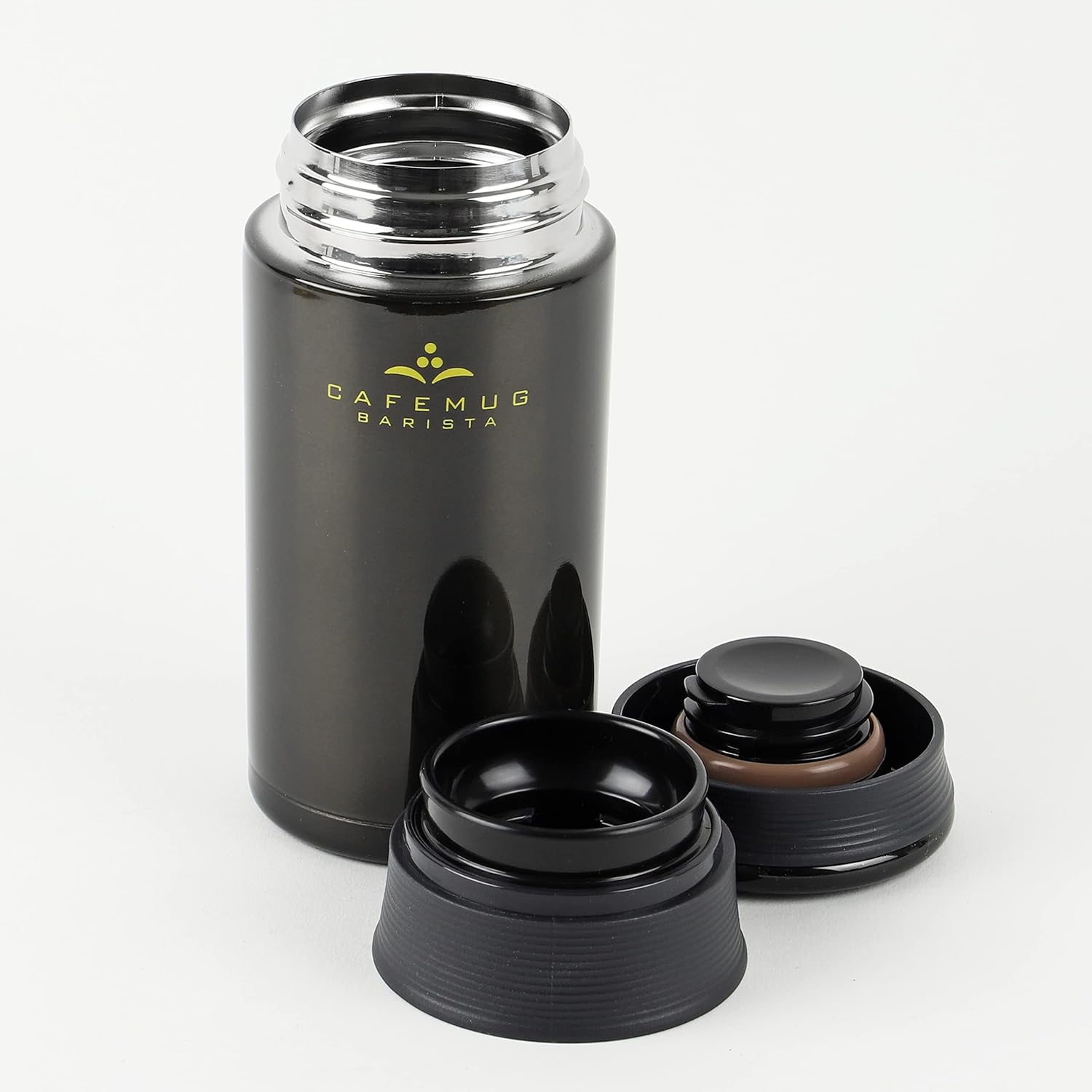 Pearl Metal Barista HB-2606 Water Bottle, 11.8 fl oz (350 ml), Direct Drinking, Lightweight, Stainless Steel, Mug Bottle, Black, Cafe Mug, Barista