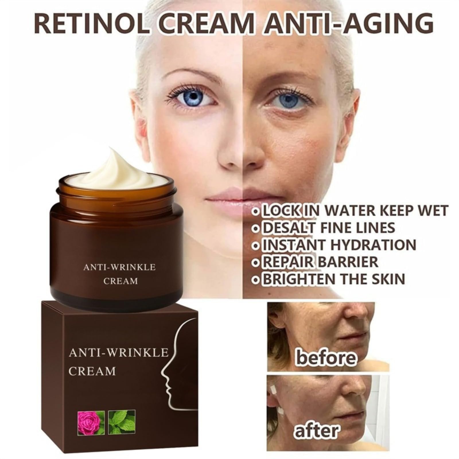 Luxeveria retinol krem przeciwzmarszczkowy, przeciw starzeniu się, ujędrniający balsam do ciała z owsiankiem, ujędrniający skórę, do precyzyjnego liftingu, redukcji zmarszczek (5 szt.)