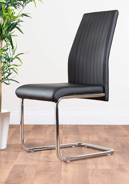 Furniturebox UK Black Dining Chairs Set of 2 - Lorenzo Chairs for Dining Room Set of 2 - Premium Dining Room Chairs - Modern & Stylish Black Chairs (2x Black Chairs)