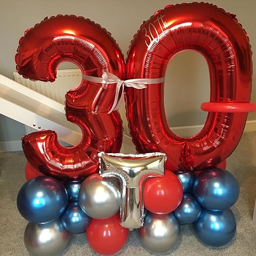 Vista 408 de Globos de 40 pulgadas, globo azul claro número 4, helio autoinflable de aluminio azul bebé para niños de 40 a 15 años, decoraciones de fiesta