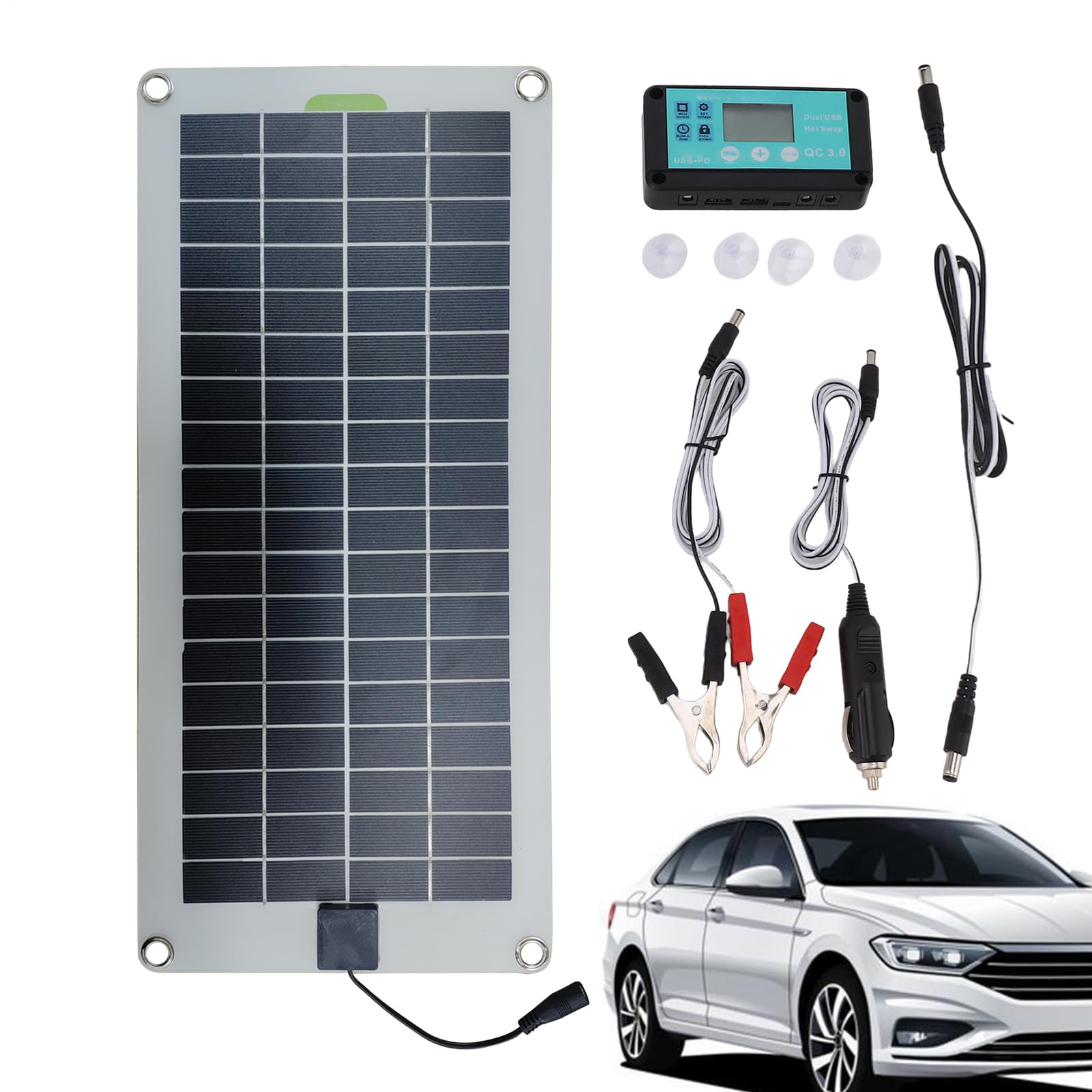 Ładowarka z panelem słonecznym, 30 W 12V Wodoodporna ładowarka samochodowa