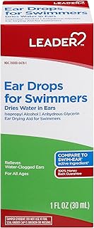 Leader Ear Drops for Swimmers, Dries Water in Ears, Isopropyl Alcohol 95%, All Ages, Compare to Swim-Ear, 1 fl oz