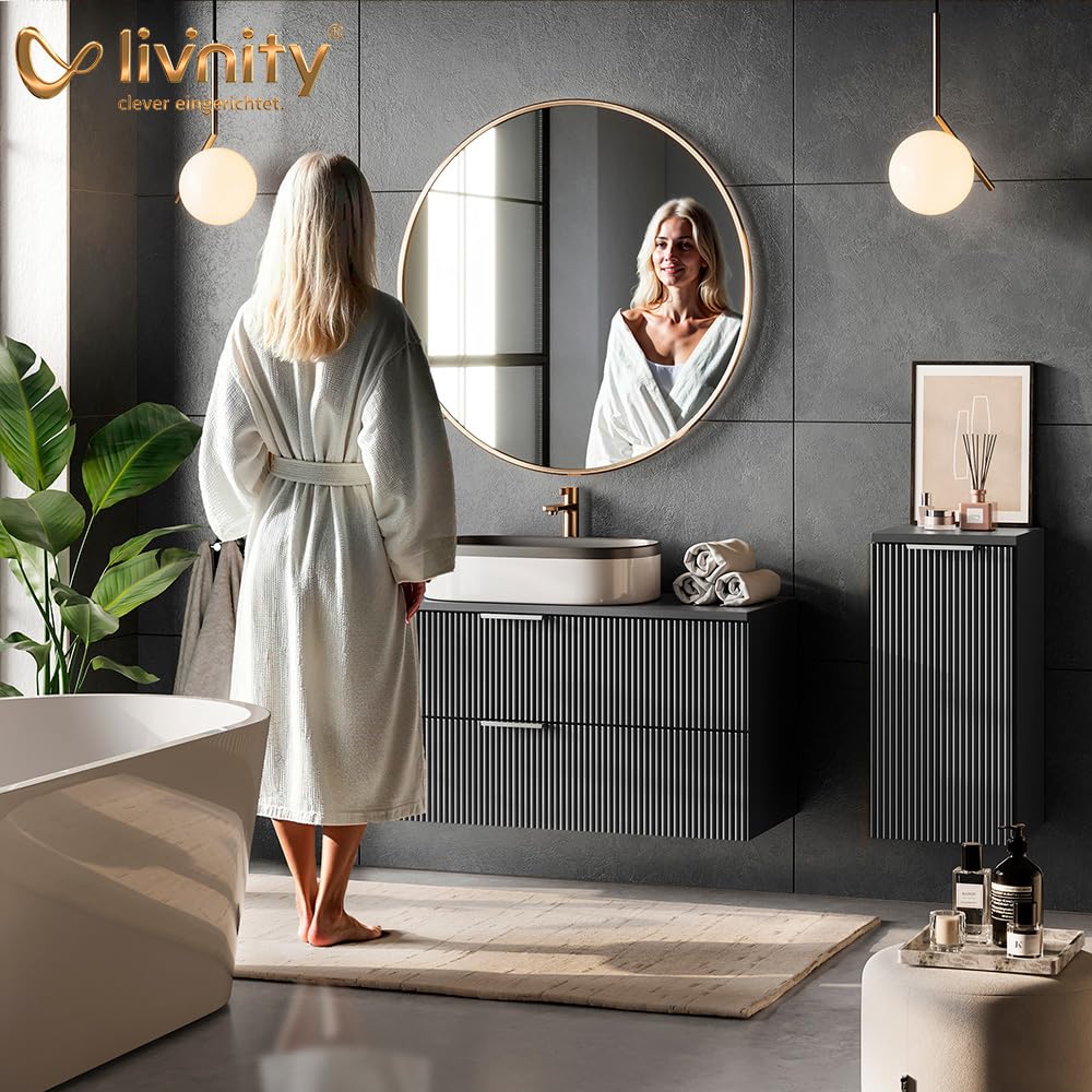 Livinity Mobile sottolavabo per bagno Ronco, Rovere dorato/antracite, 60 x 59 cm