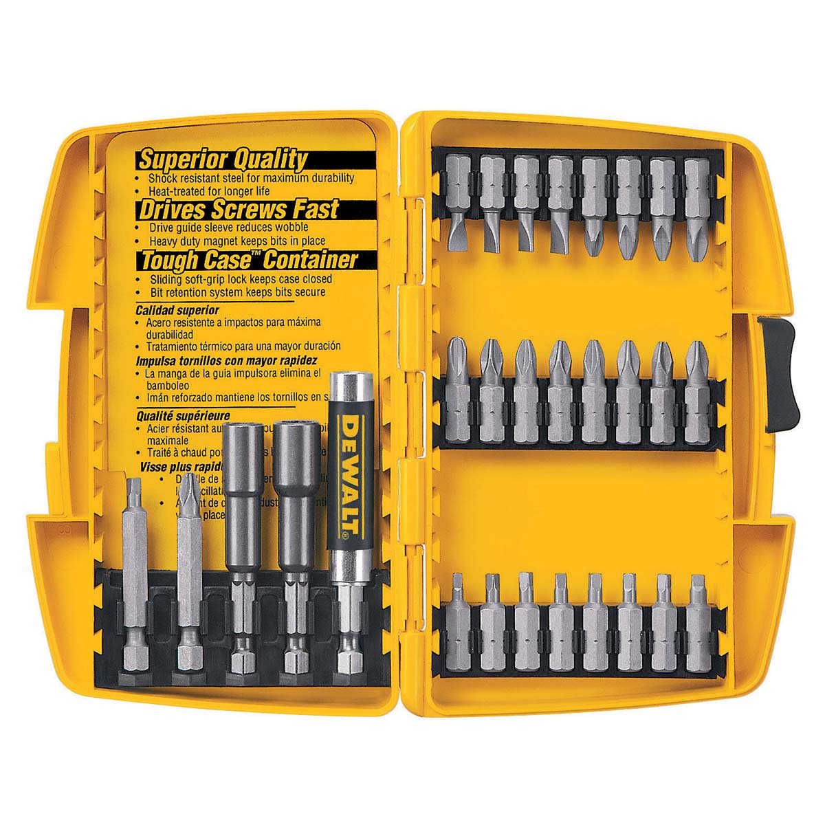 Juego DEWALT DW2162 de destornilladores y llaves de tuercas con maletín de 29 piezas duraderas