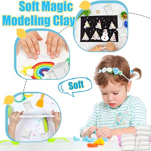 Miniatura 5 de Paquete de 50 arcilla de espuma blanca seca al aire, arcilla mágica suave para modelar, arcilla seca al aire súper ligera para niños, manualidades