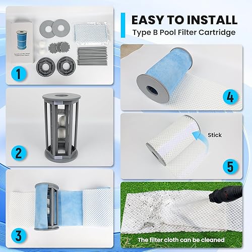 Miniatura 7 de Cartucho de filtro de piscina reutilizable tipo B, repuesto de filtro de piscina lavable sobre el suelo, se adapta a bombas de 20002500 GPH,
