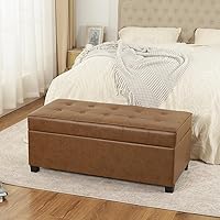 Vista 10 de Asense Storage Ottoman Bench,16.5 x 44.9 x 15.11 Inches Storage Bench,Leather Ottoman with Legs,Tufted Ottoman with Safety Hinge,End of Bed Bench