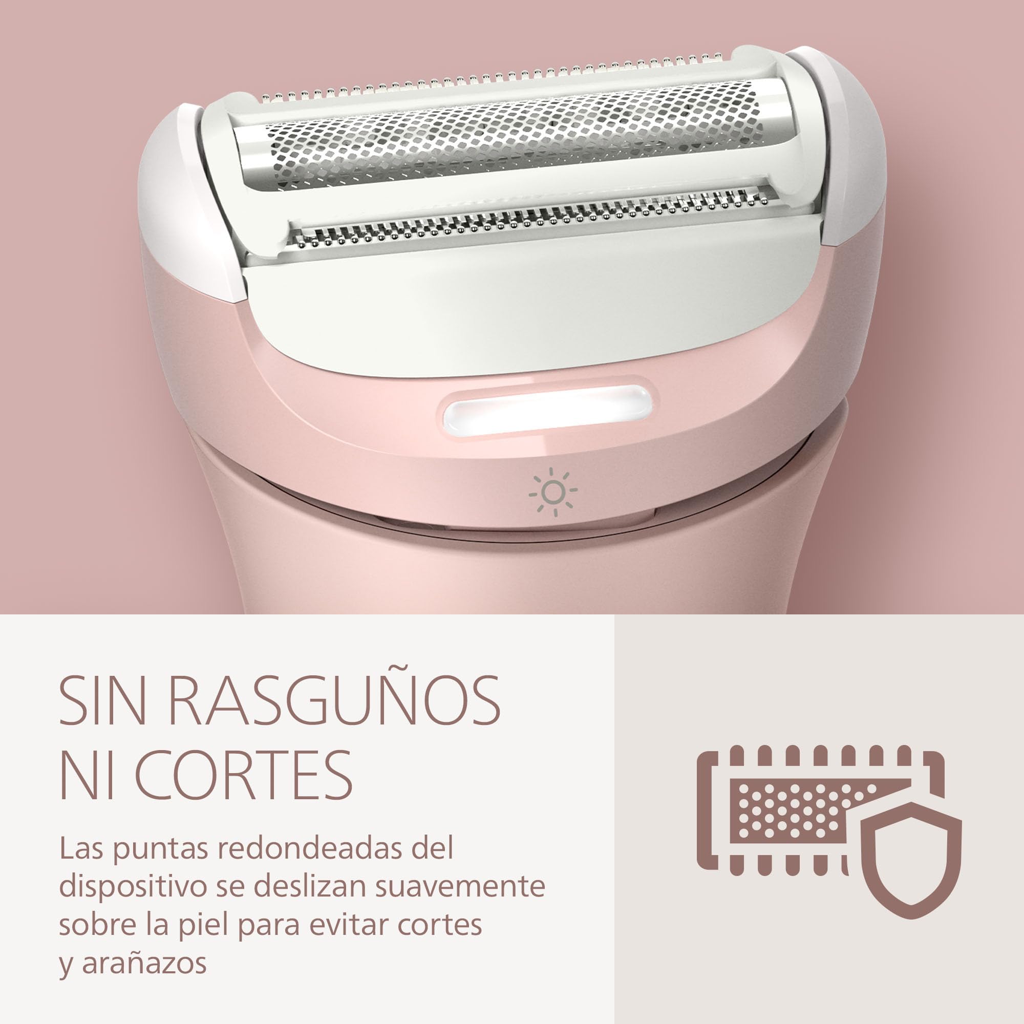 Afeitadora Philips Serie 8000 - Afeitadora sin cable para uso en seco y en mojado, sistema de 3 cuchillas, cabezal de afeitado flexible, luz LED, para las piernas y el cuerpo, Modelo BRL129/00