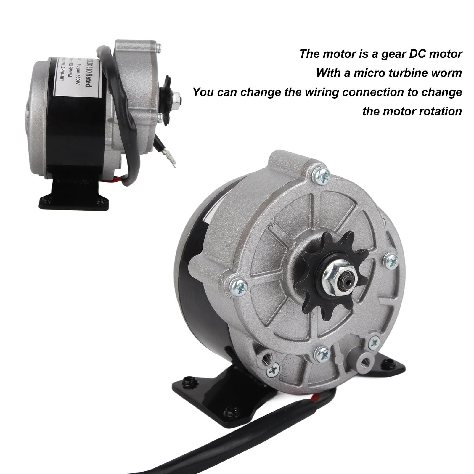 Motor Eléctrico de Reducción de Engranajes 24V 250W 3300RPM Piñón 13 Dientes