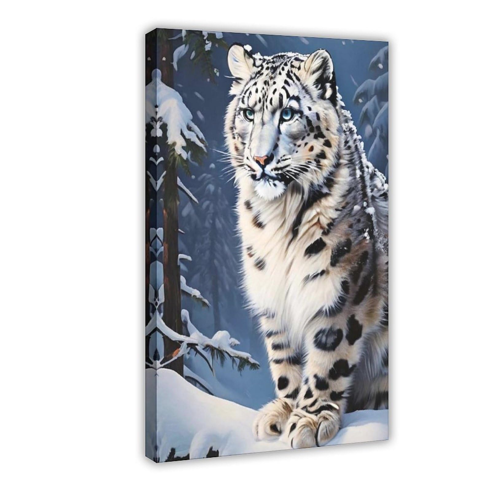 QIOTBVV Snow Leopard Oil Painting Art Poster Canvas Poster Bedroom Decor Landscape Office Room Decor Gift 20" L X 30" W