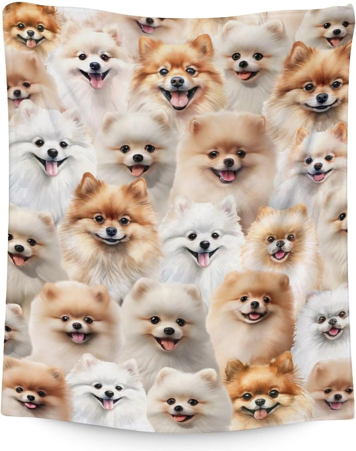 Pomeranian Blanket for Girls & Boys - 60x80 Inches Twin Size - Soft Fuzzy Plush Throws Gifts - Brown Cute Dog Throw Blanket for Bed, Couch & Living Room