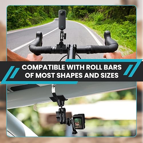 Miniatura 5 de BarGrip Abrazadera universal de montaje de cámara de barra enrollable para cámaras de acción – Se adapta a barras redondas, cuadradas y de perfil de