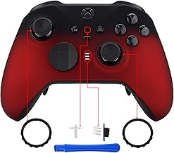 eXtremeRate Shadow Scarlet Red Soft Touch Grip Faceplate Cover, Front Housing Shell Case Replacement Kit for Xbox One Elite Series 2, Xbox Elite 2 Core Controller Model 1797 - Accent Rings Included