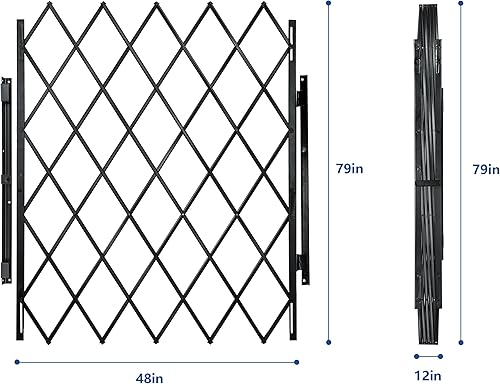 Miniatura 4 de Puerta plegable de acero resistente de 50 libras de 12 a 48 pulgadas de ancho x 79 pulgadas de alto, puertas de tijera de seguridad