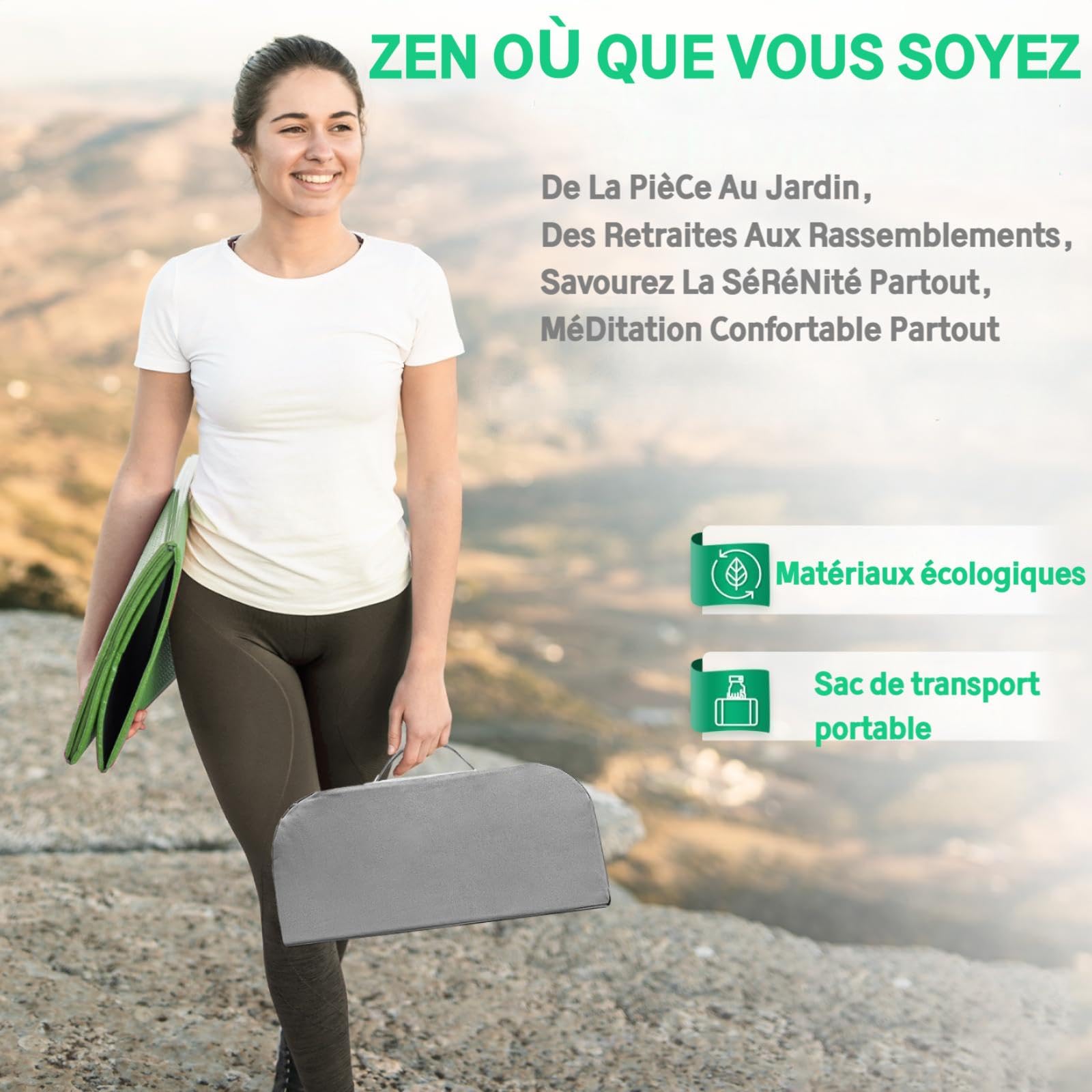 Hihealer Banc de Méditation - Banc Ergonomique Pliable en Bambou avec Coussin Confortable, Idéal pour la Méditation et la Prière, Cadeaux Uniques de Noël pour Femmes