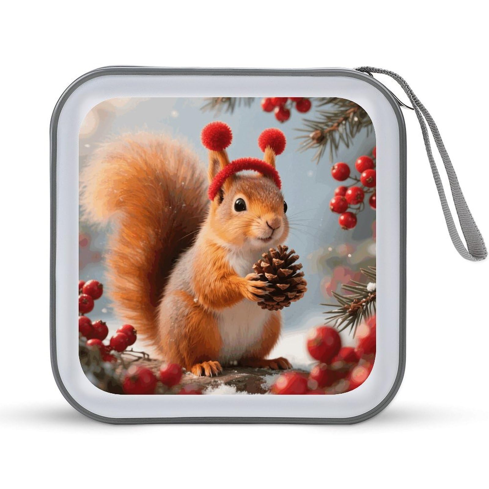 VstaDank Squirrel CD Case Portable Zipper CD Case 40 Capacity Hard Plastic DVD Cases Holder Large Storage Disc Wallet Bag for Car Home Travel DVD Collection Bag