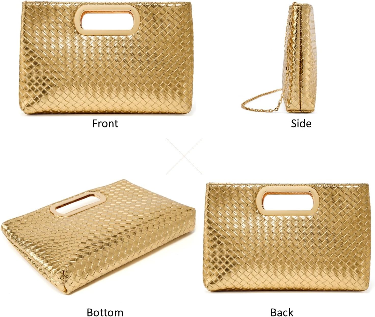 DETARA Woven Evening Bag Clutch Purses for Women Fashion PU Leather Crossbody Purse for Wedding Party and Prom