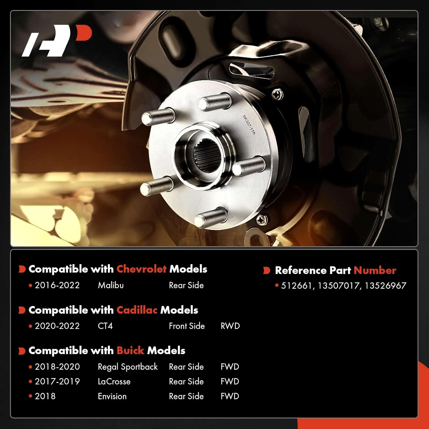 A-Premium Wheel Bearing and Hub Assembly with 5-Lug Compatible with Chevrolet Malibu 2016-2022 & Buick Lacrosse 2017-2019, Regal Sportback 2018-2020, Envision 2018 & Cadillac CT4 2020-2022