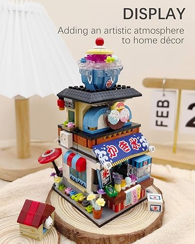 Vista 16 de Izakaya Shop - Juego de bloques de construcción japoneses Street View Izakaya, tienda temática, modelo creativo, mini ladrillos de construcción