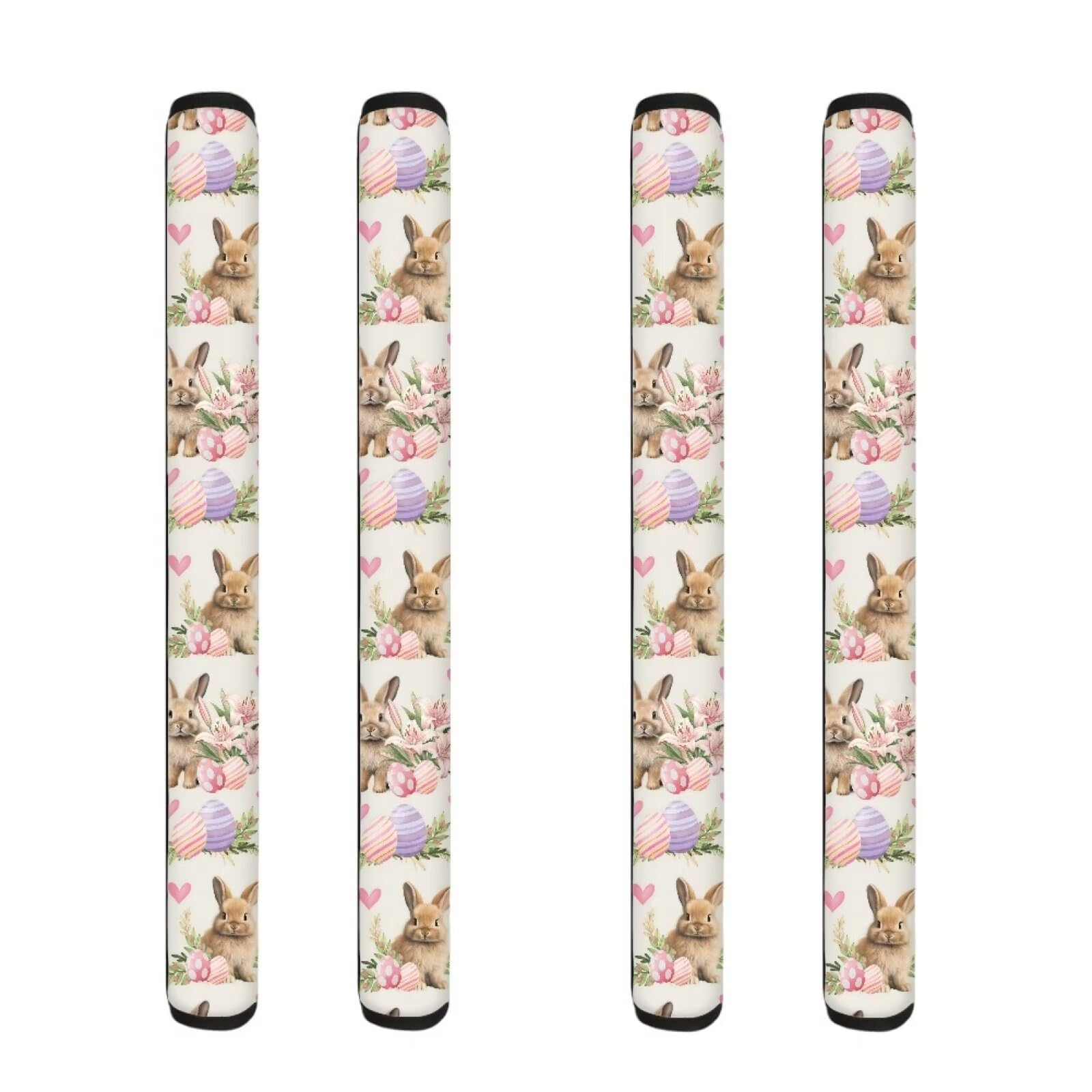 Refrigerator Door Handle Covers Set of 4, Non-Slip Kitchen Appliance Decoration Mat for Fridge Dishwashers Microwave Home Kitchen Easter Decoration, Bunny Egg Lily Flower Pink