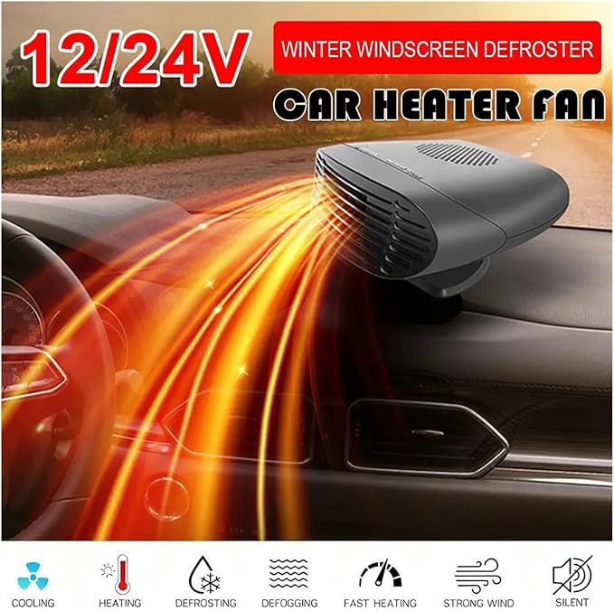 Calefactor Eléctrico para Auto 12V/24V con Rotación 360° y Flujo de Aire Ajustable miniatura 3