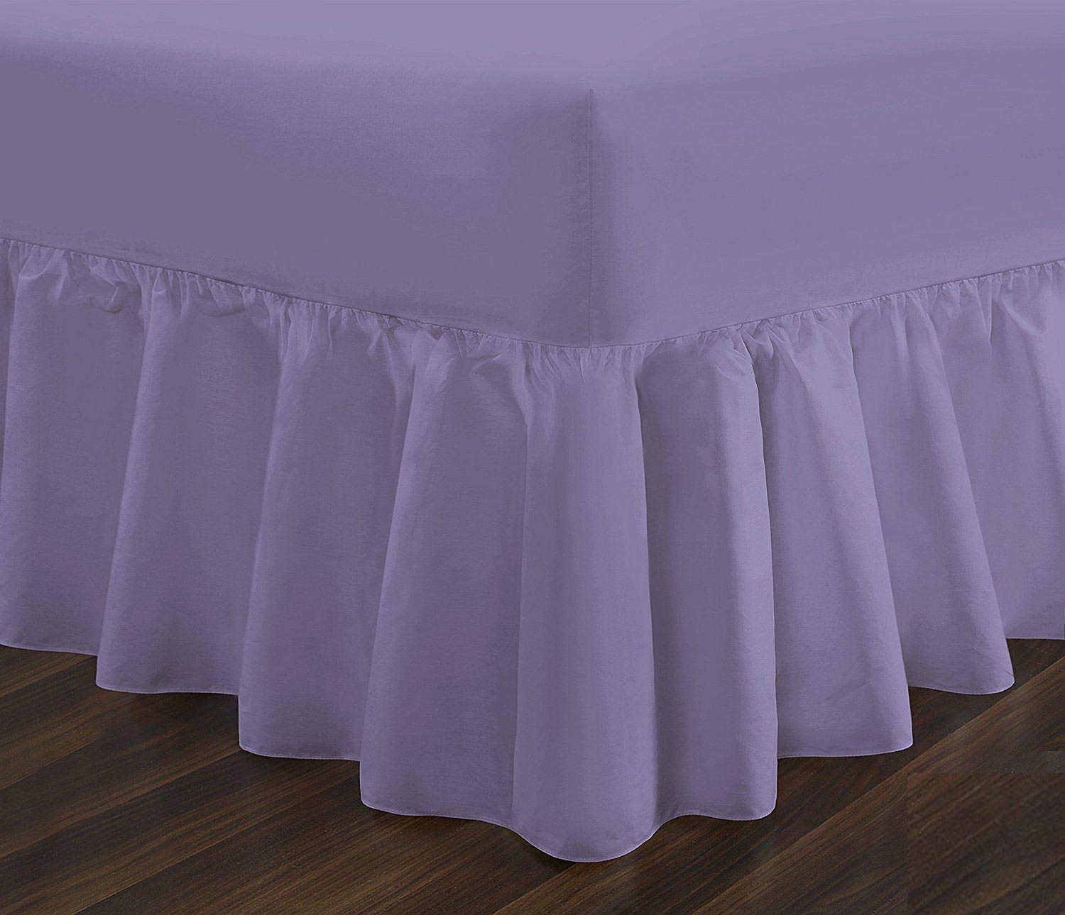 Plain Dyed Fitted Valance Bed Sheet Polycotton Percale Easy Care Bed Sheet Lilac Double Only
