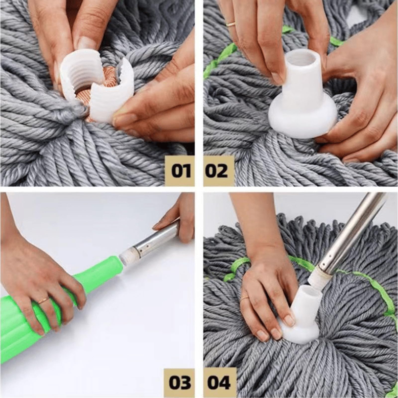 New 2 in 1 Dehydrated Mop, Self-Wringing Twist Mops for Floor Cleaning with Folding Bucket, 360 Degree Spin Round Wall Cleaning Wet and Dry Mop, for Hardwood, Vinyl, Tile Cleaning