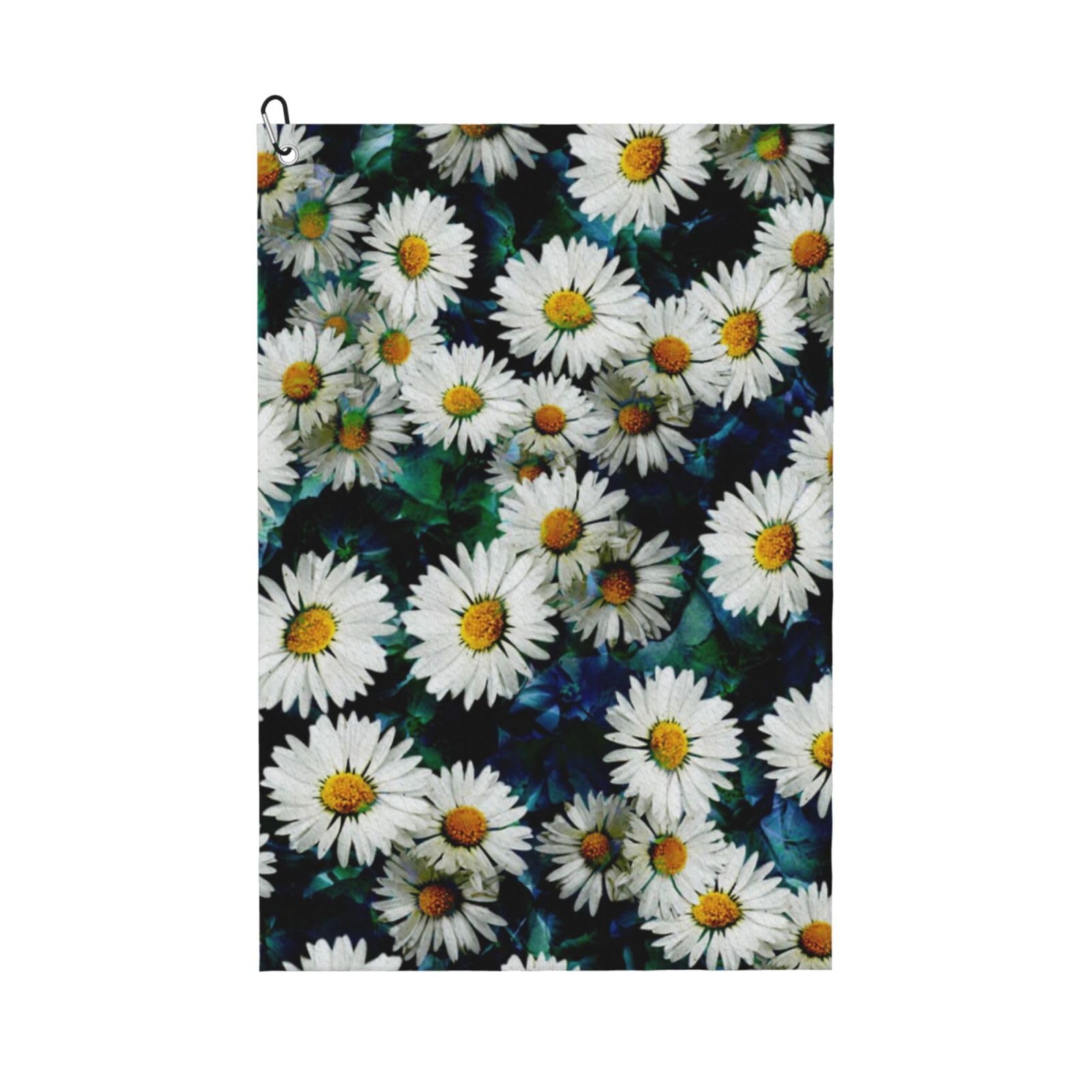 Hnnkloy Fashion Daisy, 16x24 in Portable Waffle Golf Towels with Carabiner Clip for Golf Bag