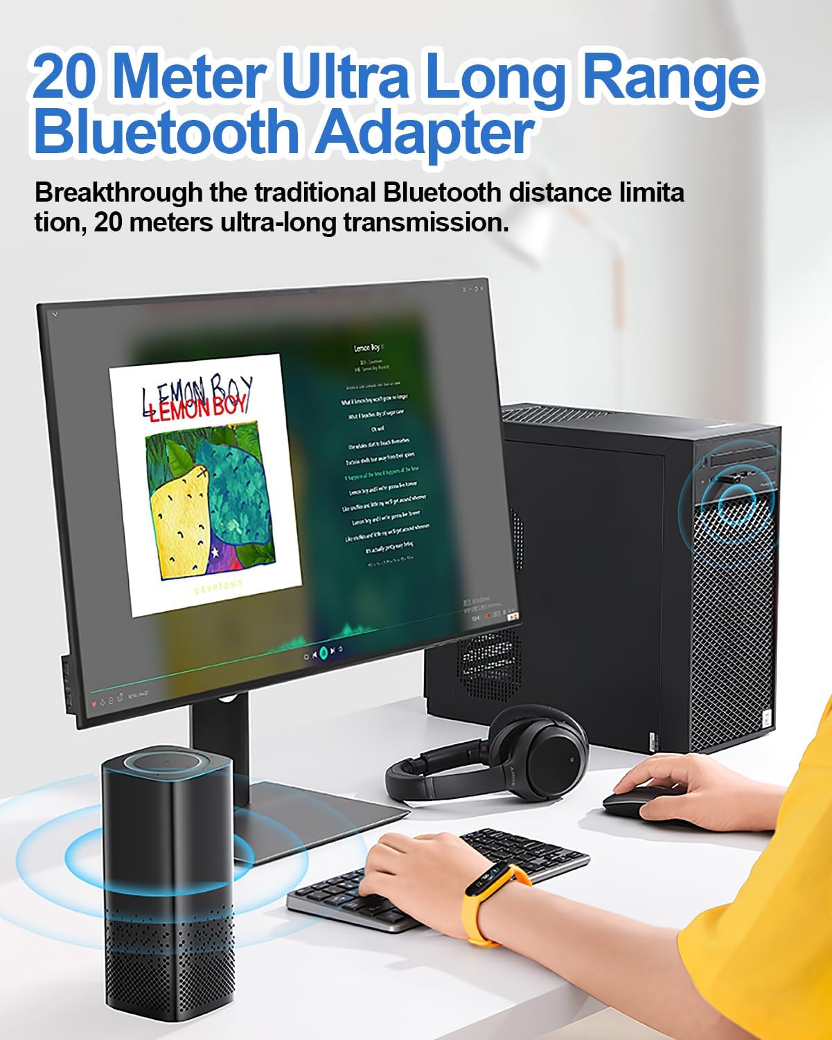 USB Bluetooth 5.3 Adaptador para PS5/PS4/PC/Switch, 3 Mbit/S Baja Latencia Adaptador Bluetooth 5.3 Receptor Transmisor De Audio USB para Macos/Windows/Altavoces/Auriculares, Plug and Play